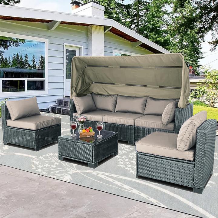 Actual product image HTI-Living Loungemöbel Grau/Beige 6-teiliges Set