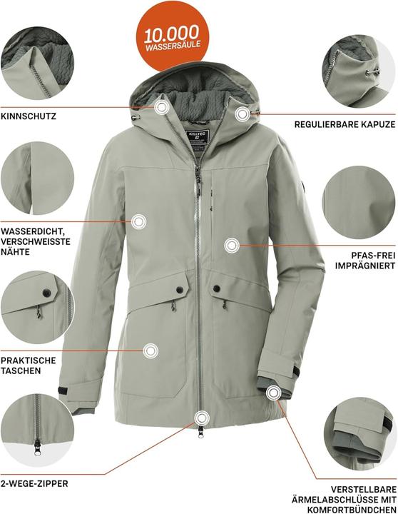 Actual product image Killtec Functional Women's Hooded Parka with Adjustable Cuffs and Reflective Elements (38)