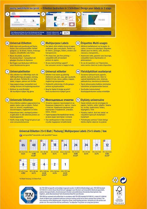 Image du produit Avery Étiquettes universelles