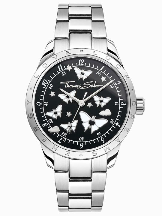 Image du produit Thomas Sabo Damenuhr mit Schmetterlingen silberfarben (Montre analogique, 34 mm)
