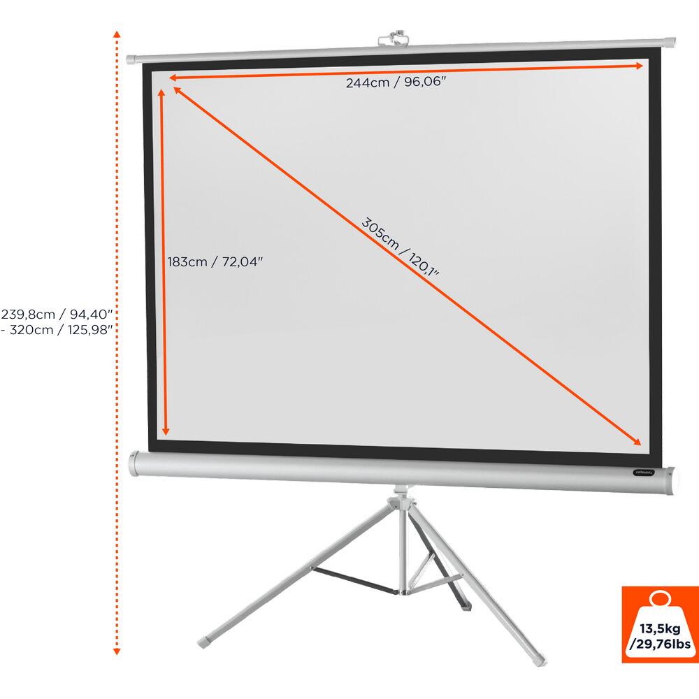 Thumbnail - Celexon Economy tripod screen - Projektionsbildschirm mit Stativ - 306 cm (120") (120.08", 4:3), Leinwand, Weiss