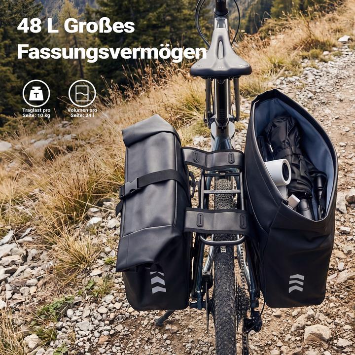 Produktbild Wiltec Doppeltasche Gepäckträgertasche 48l Fahrradtasche Gepäckträger wasserfest (Gepäckträgertasche)