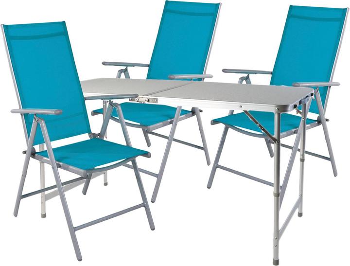 Produktbild Mojawo XXL 3-teiliges Campingmöbel Set Aluminium Textilen Petrol