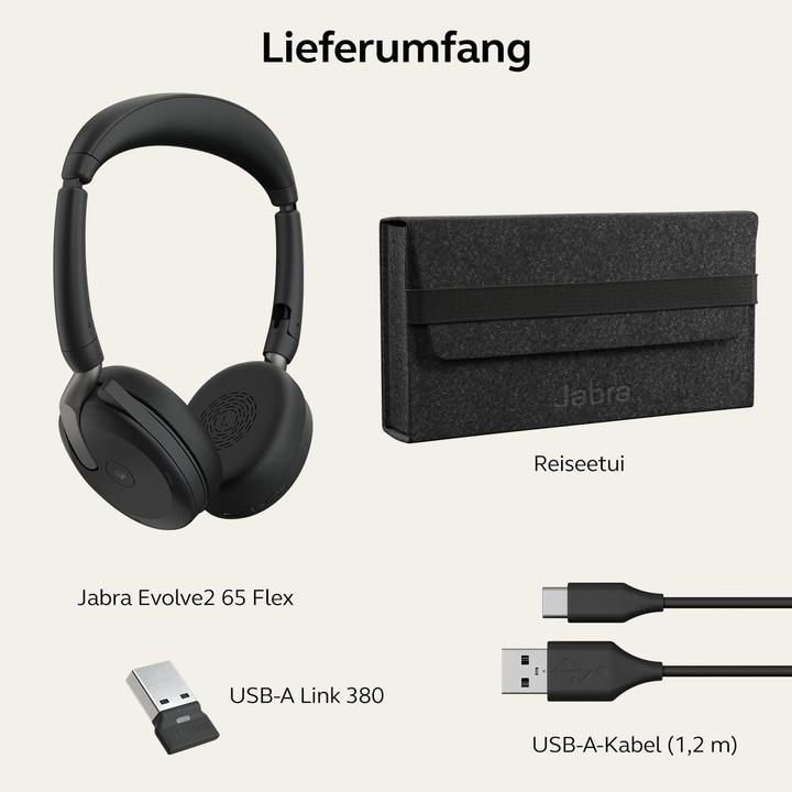 Productafbeelding Jabra Evolve2 65 Flex MS (Draadloze, USB-A)
