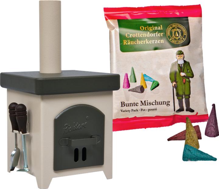 Crottendorfer Original Hüttenofen - Räucherofen aus Metall inkl. Räucherkerzenhalter