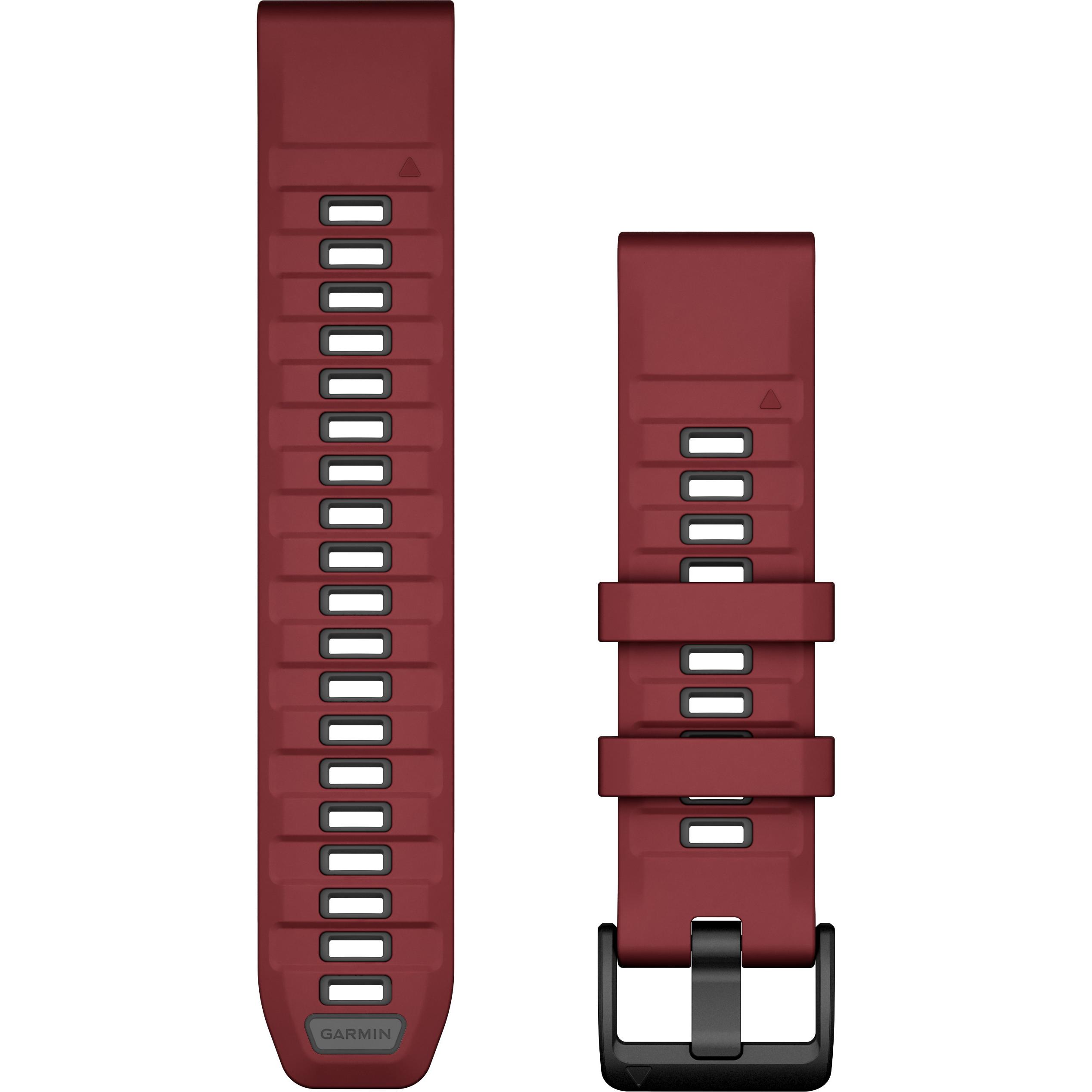 Garmin Ersatzarmband QuickFit 22mm (22 mm, Silikon), Uhrenarmband, Rot, Grau