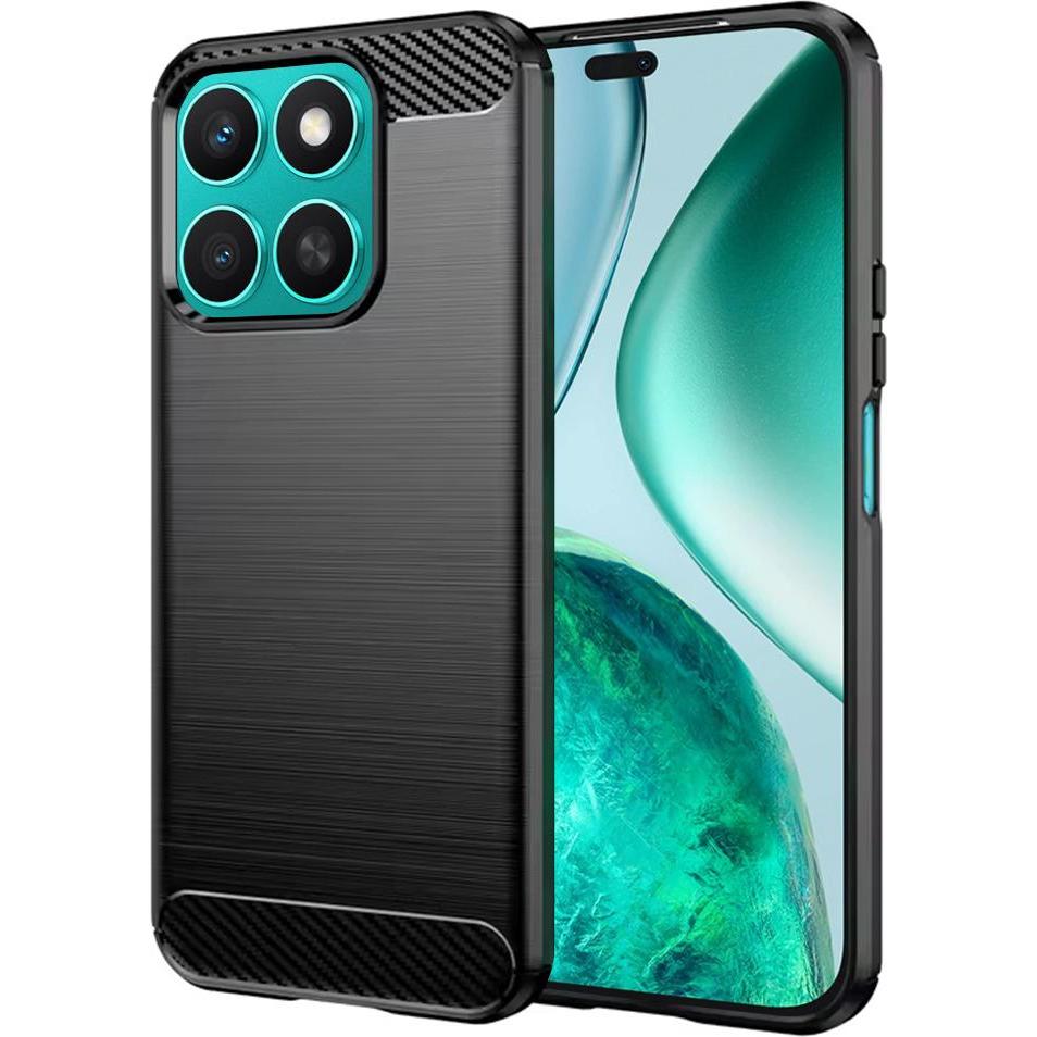 Techsuit - Carbon Silicone - Honor X8c - Black (Honor X8), Cover smartphone, Nero