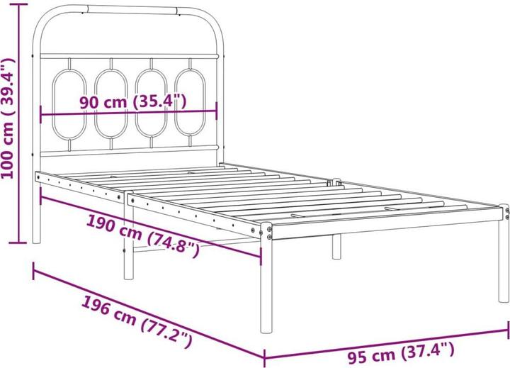 Actual product image vidaXL Bettgestell (90 x 190 cm)