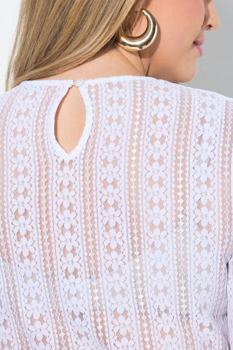 Immagine prodotto Ulla Popken Dirndlbluse, Spitze, elastischer Saum, Rundhals, 3/4-Arm (58)