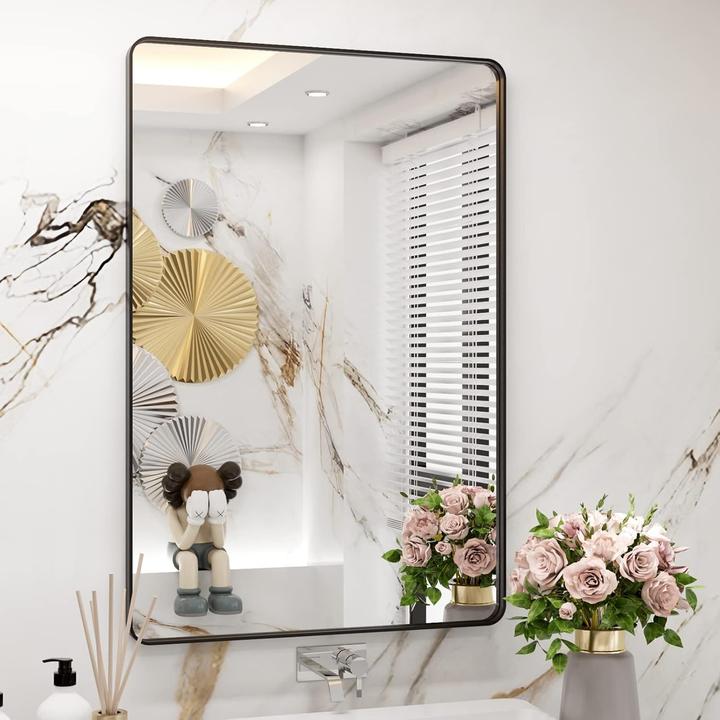 Produktbild Specchio da Bagno con Cornice Nera (61 x 91 cm)