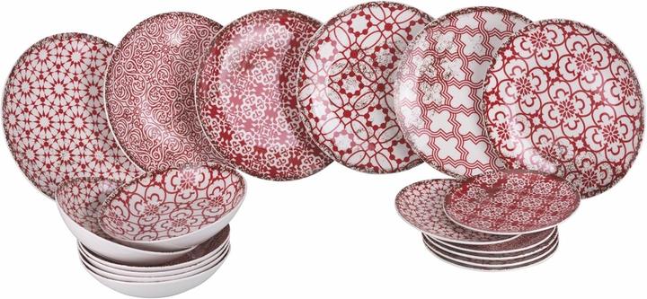 Tognana Kaleido Plate Service for 6 People, 18 Pieces, Porcelain, Multi-Coloured