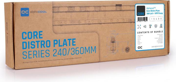 Actual product image Alphacool Core Distro Plate 360 Left with VPP Pump