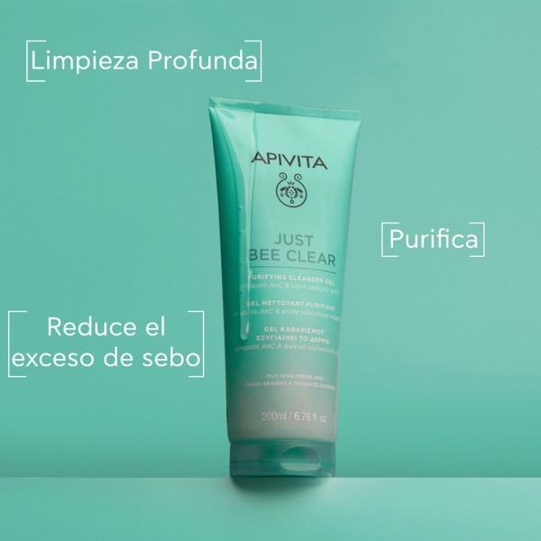 Actual product image Apivita Just Bee Clear Purifying Cleansing Gel For Oily Acne-Prone Skin - 200 Ml (Cleansing gel, 200 ml)