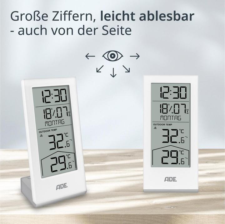 Image du produit ADE Wetterstation mit Funk-Aussensensor Weiss, Funktionen