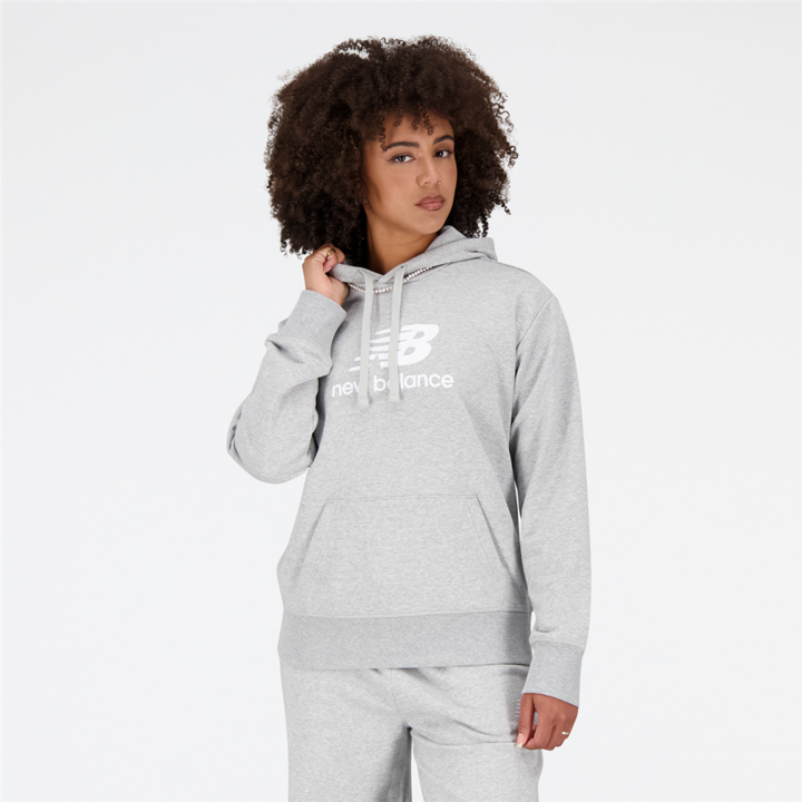 Immagine prodotto New Balance W Essentials - Felpa con cappuccio con logo impilato (XS)