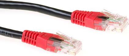 Immagine prodotto ACT Cavo patch U/UTP CAT6 nero da 3 metri con connettori RJ45. Cat6 u/utp cross bk/rd 3.00m (U/UTP, CAT6, 3 m)