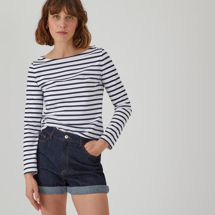 Produktbild La Redoute Collections Langarmshirt mit U-Boot-Ausschnitt und Streifenmuster (S)