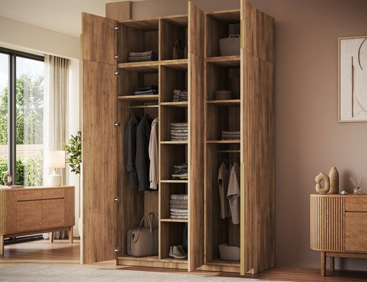 Produktbild ADRK Furniture Bregma III Drehtürenschrank mit Aufsatz (148 x 58 x 250 cm)