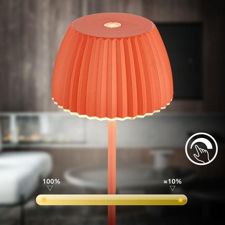 Produktbild Briloner Brilo unplugged RIFFLE Akku Mini Tischleuchte mit Lichtkante - Orange (150 lm)
