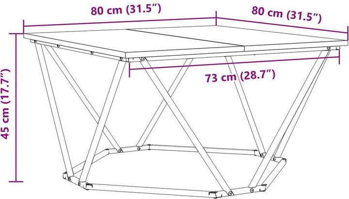 Produktbild VidaXL Couchtisch Altholz 80x80x45 cm Engineered Wood (80 x 80 x 45 cm)