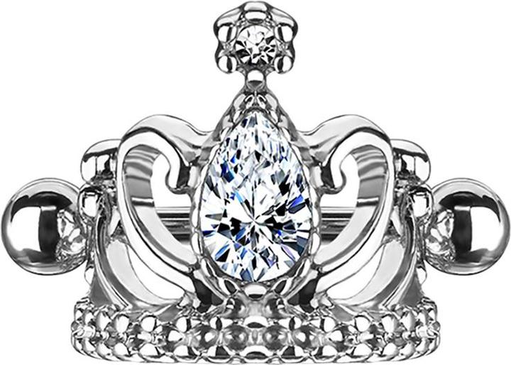Produktbild Star Piercing Micro Barbell silber Tiara mit Kristall silber (Messing, Chirurgenstahl 316L)