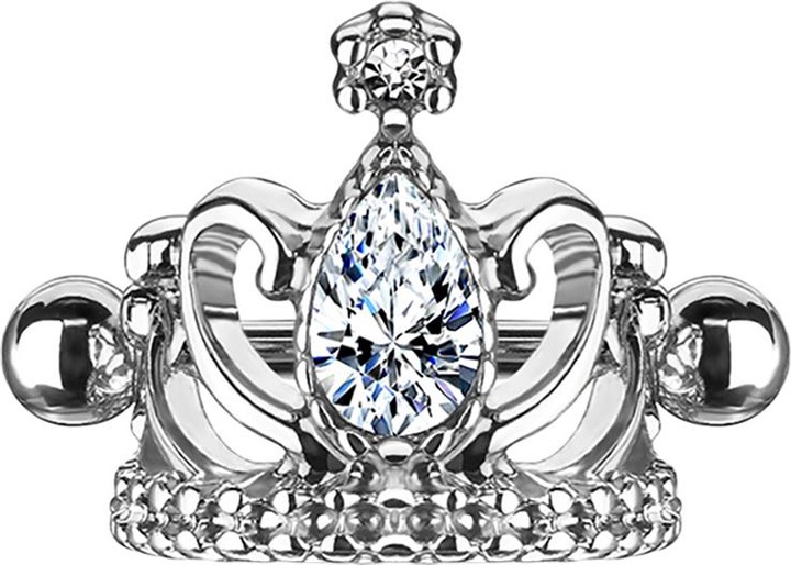 Produktbild Star Piercing Micro Barbell silber Tiara mit Kristall silber (Chirurgenstahl 316L, Messing)