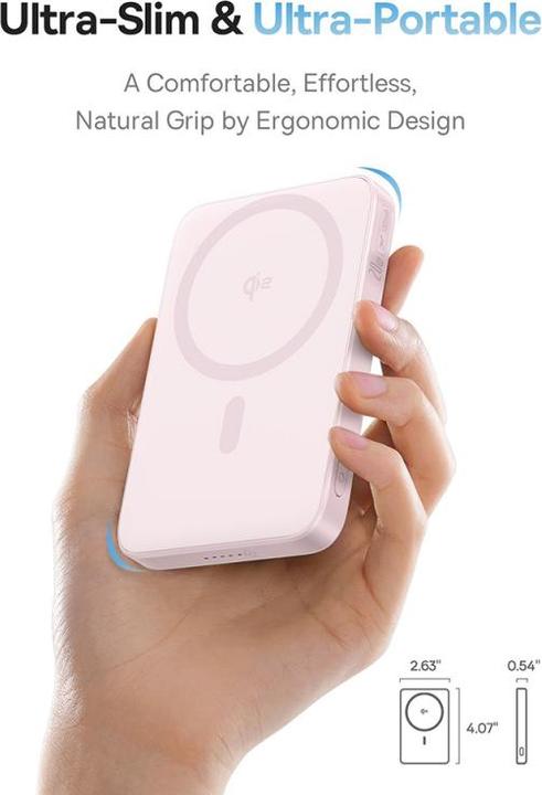 Actual product image Baseus powerbank with stand PicoGo Qi2 5000mAh 20W (pink) (5000 mAh, 20 W, 18.50 Wh)