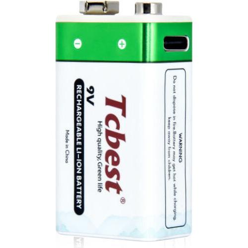 Tcbest Akumulator Li-ion Bateria 9v R9 1000mah Port Ładowania Usb-c Type-c / Usb-c 9v (1 pz., C, 1000 mAh), Batterie + pile
