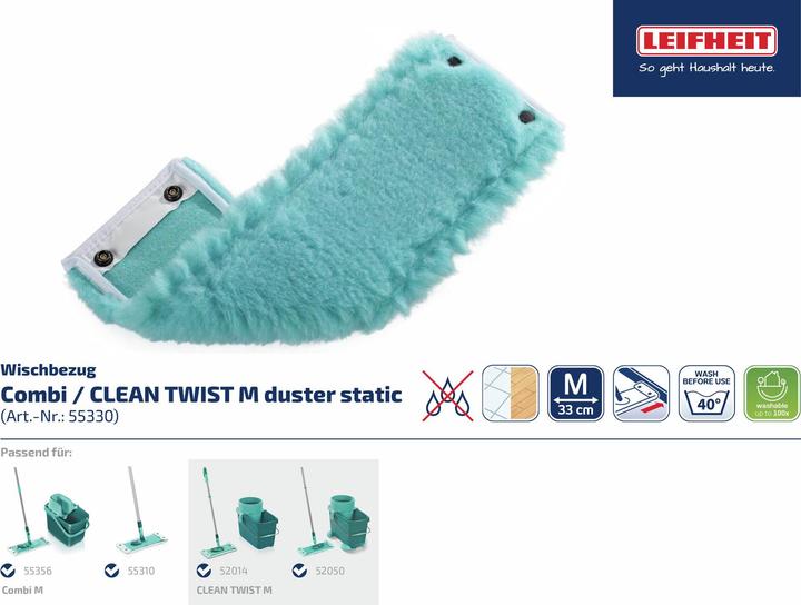 Produktbild Leifheit Wischbezug CLEAN TWIST M / Combi M static plus 2er Set (2 Stk.)