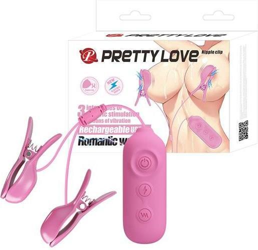 Lovetoy PRETTY LOVE -NIPPLE CLIP, 7 vibration functions 3 electric shock functions