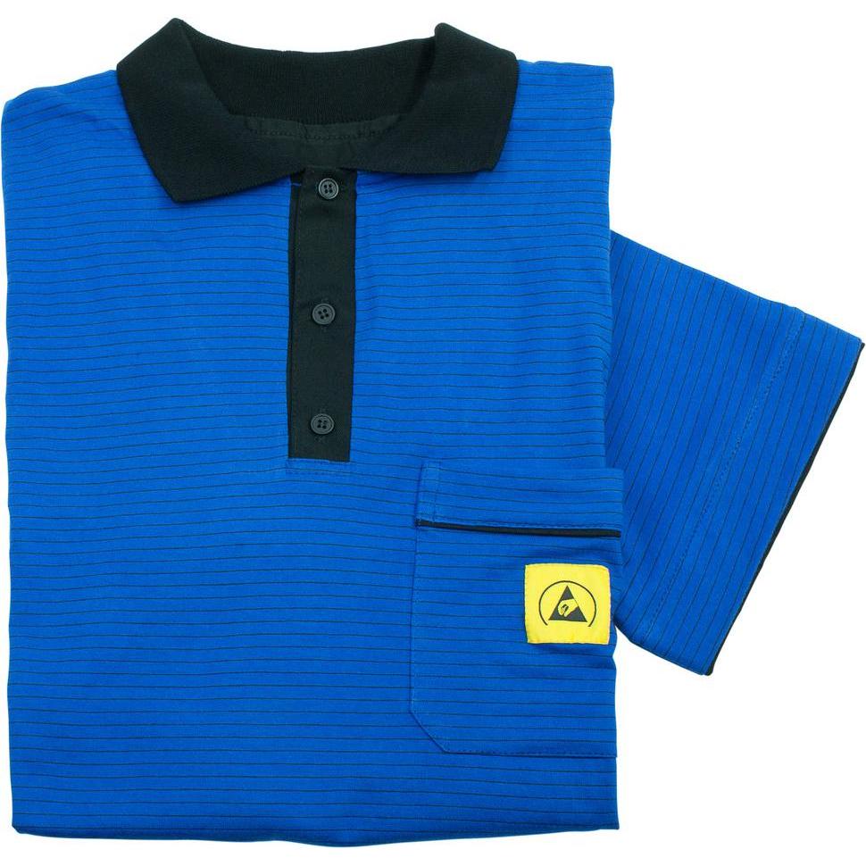 Wetec, Arbeitsjacke, ESD-Polo-Shirt light, mit schwarzem Kragen, Grösse 2XL, blau (XXL)