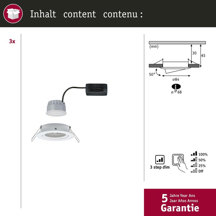 Produktbild Paulmann Einbauleuchte Nova Set (350 lm, GU10)