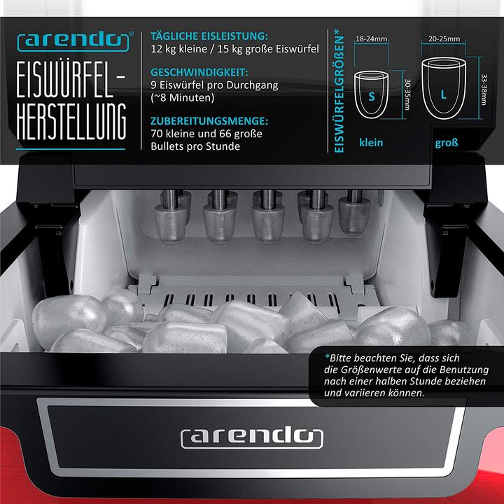 Actual product image Arendo Ice Cube Maker 1.8L, Red