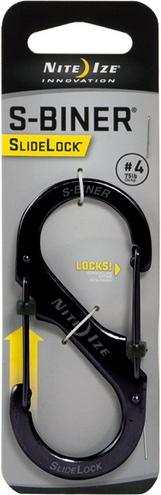 Nite Ize Karabiner S-Biner SlideLock #4 Edelstahl Schwarz (LSB4-01-R3)