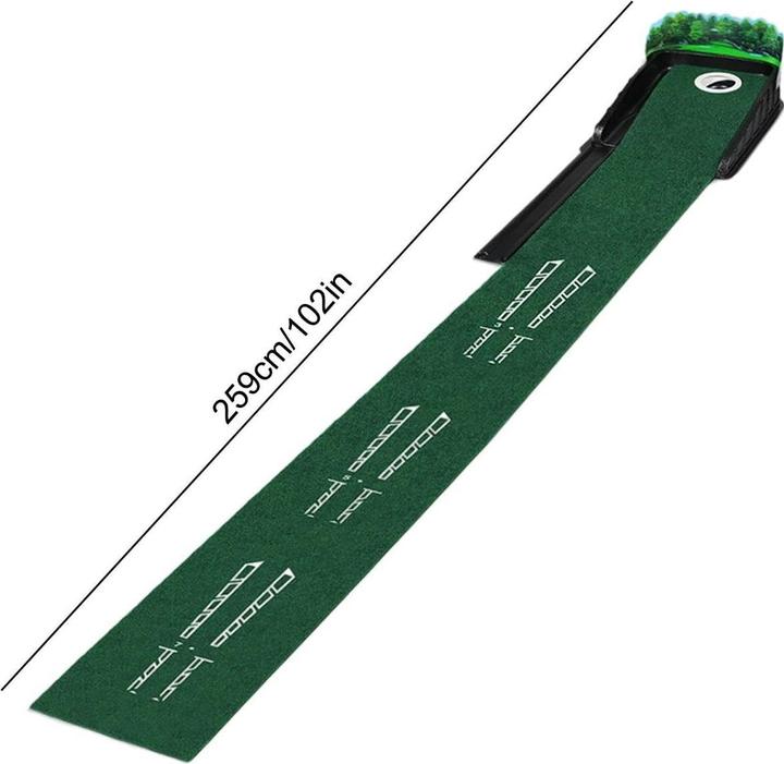 Immagine prodotto Huaen Golf Putting Matte mit Ballrücklauf – 259 cm Trainingsmatte