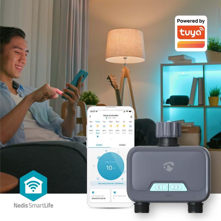 Produktbild Nedis SmartLife Intelligente Wassersteuerung Bluetooth® | Batteriebetrieben | IP54 | Max. Wasserdruc (Bewässerungscomputer)
