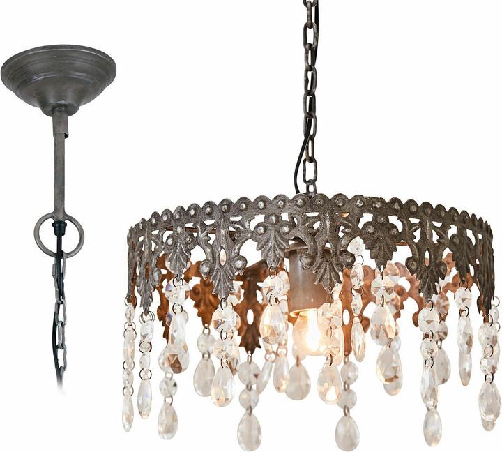 Loberon Hängelampe Escoire antikgrau/klar (38 cm)