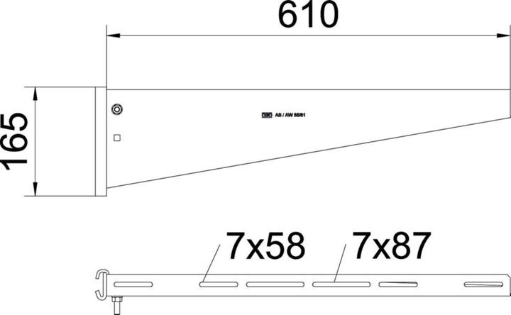 Actual product image OBO Bettermann OBO AS 55 61 FT Stick arm for IS 8 stick B610mm