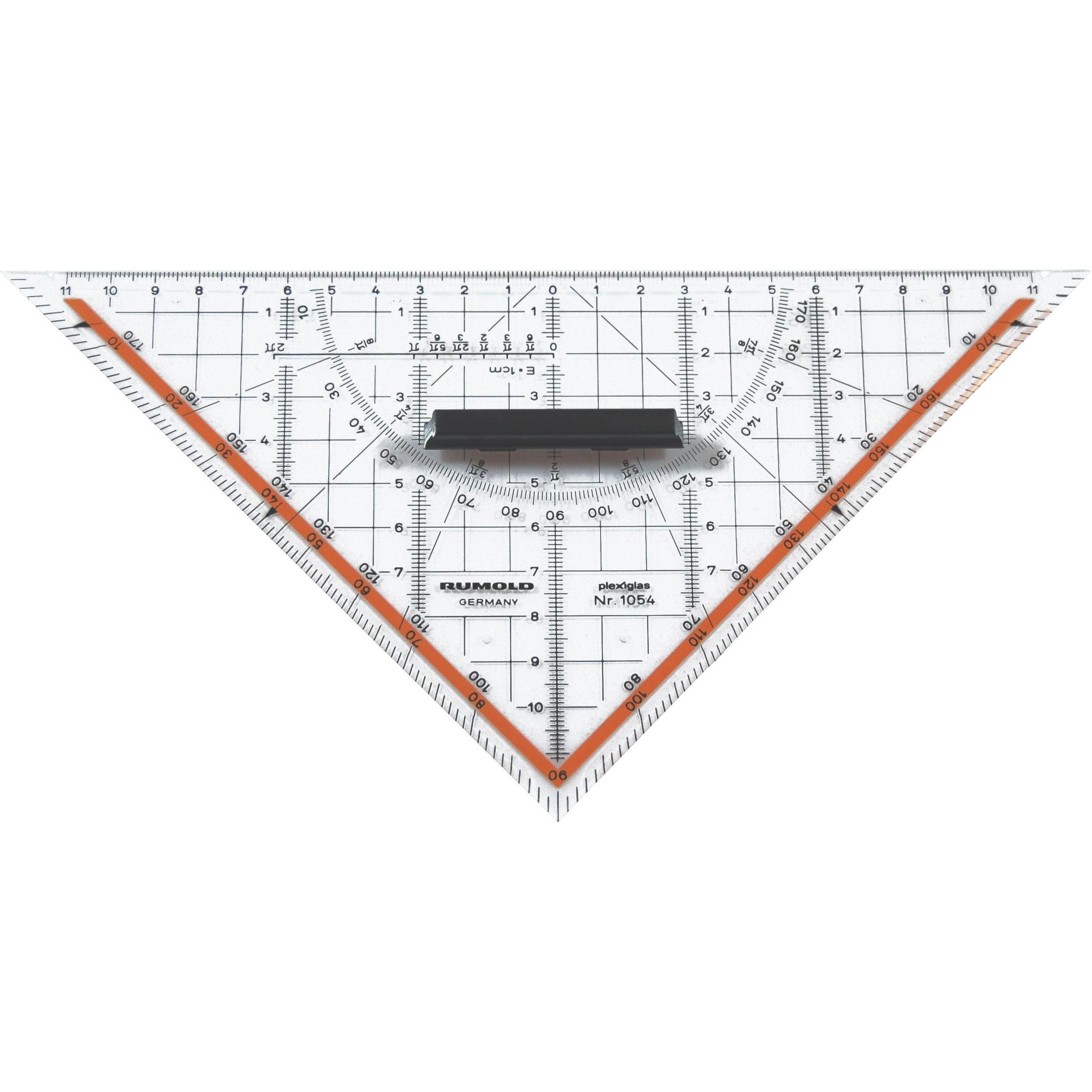 Rumold, Righello, Triangolo del disegno tecnico (25 cm, Materiale sintetico)