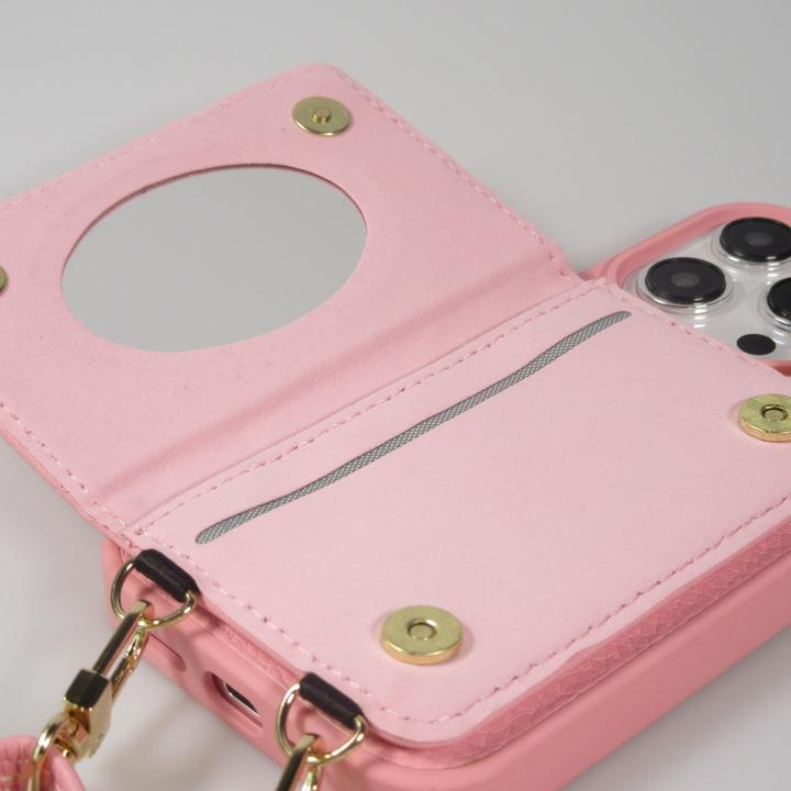 Image du produit PhoneLook Coque Cuir matelassé avec miroir et compartiment carte inclus grande lanière amovible (Apple iPhone 15 Pro)