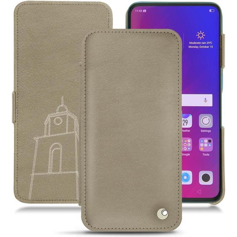 Noreve Lederschutzhülle horizontal (Oppo Find X), Smartphone Hülle, Beige