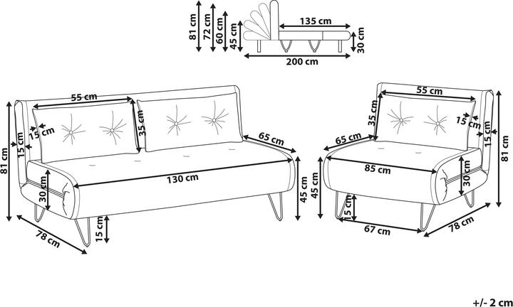 Actual product image Beliani Sofa Set Velvet Fabric Navy Blue 3-Seater VESTFOLD (3-seater)