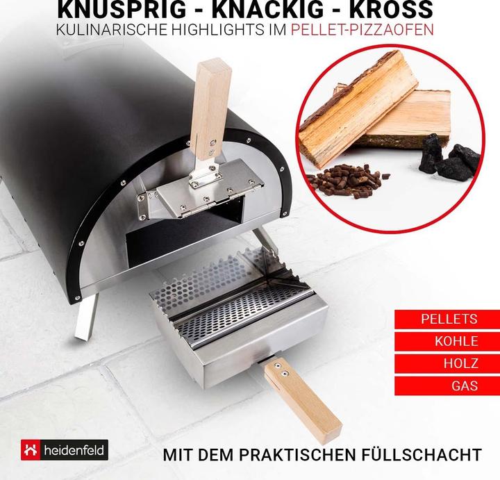 Produktbild Heidenfeld Pellet-Pizzaofen Neapel Hybrid Gas 500° Pizzastein Pizza Ofen Outdoor (Pellet / Gasbrenne (Pizzaofen Gas, Pizzaofen Holz)