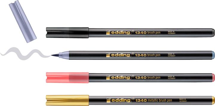 Produktbild Edding Malstiftebox Brushpen 1340 metallic Mix 4 Stück, Assortiert (Multi, 4 x)