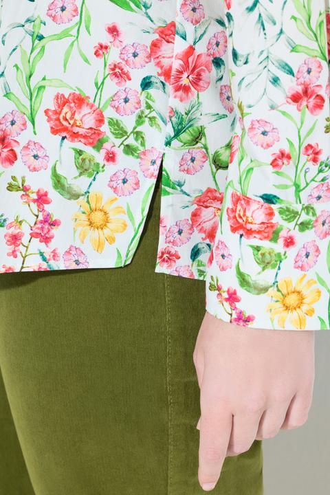 Produktbild Ulla Popken Bluse, Blüten, Kelchkragen, V-Ausschnitt, Langarm (58)