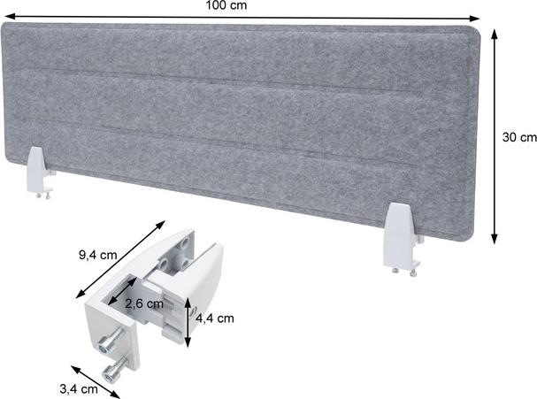 Image du produit Mendler Séparateur de bureau, tableau d'intimité, tissu/textile avec embossage - 100x30cm (100 x 30 cm)