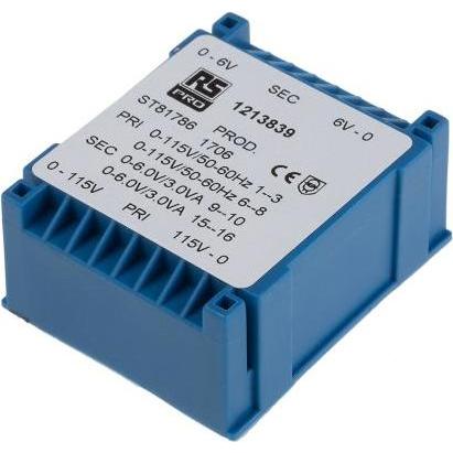 Rs Pro Low Profile PCB Transformer 6VA 2x6V, Transformator