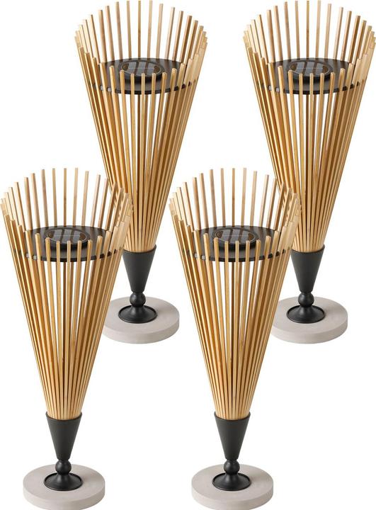 Ideoon 4er-Set Dekorative Solar-Laterne 60cm aus Bambus: Moderne Solarleuchte für den Garten