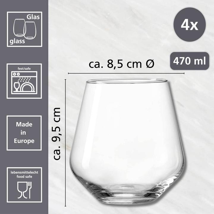 Produktbild Ritzenhoff & Breker Wasserglas 4er Set Rumba, Becher, Glas, Klar, 470 ml, 820386 (4.70 dl, 4x)