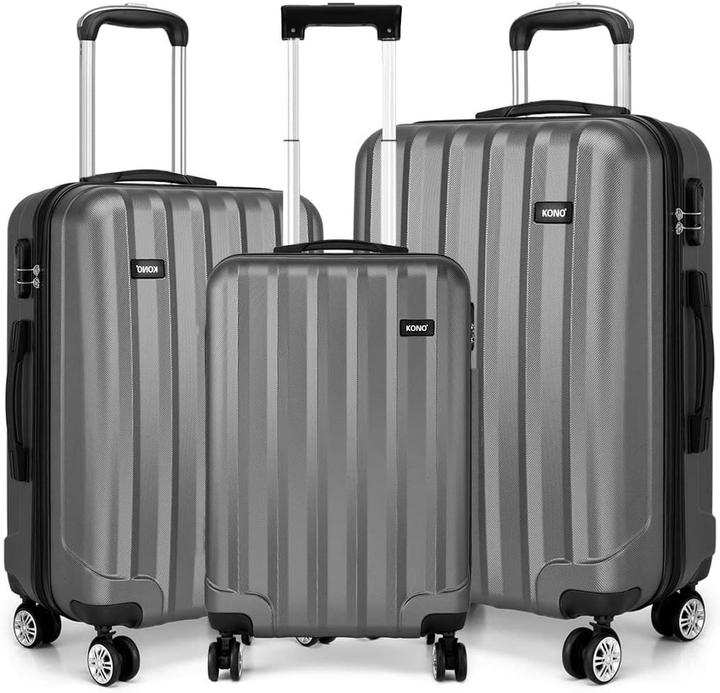 Immagine prodotto Kono Valigia rigida con rotelle spinner 360°, leggera e resistente, set 3 pezzi